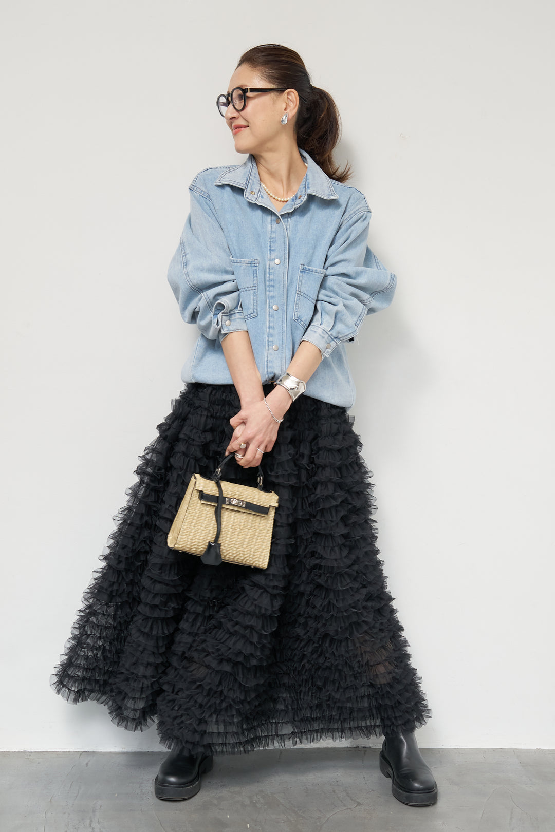 ソフトデニムオーバーシャツ