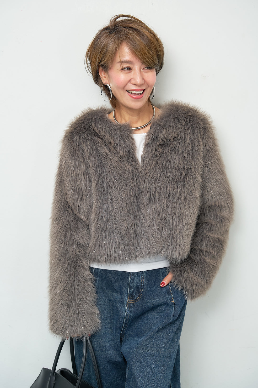 ラメファーショートジャケット