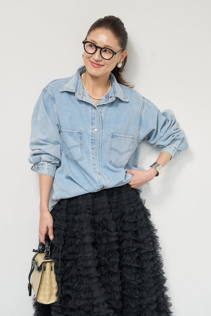 ソフトデニムオーバーシャツ