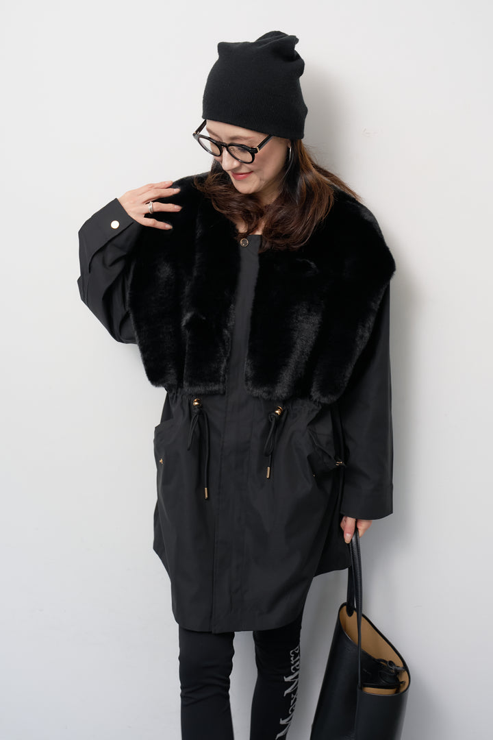 フェイクファー×モッズコート