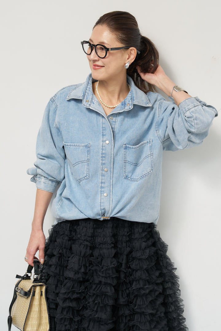 ソフトデニムオーバーシャツ