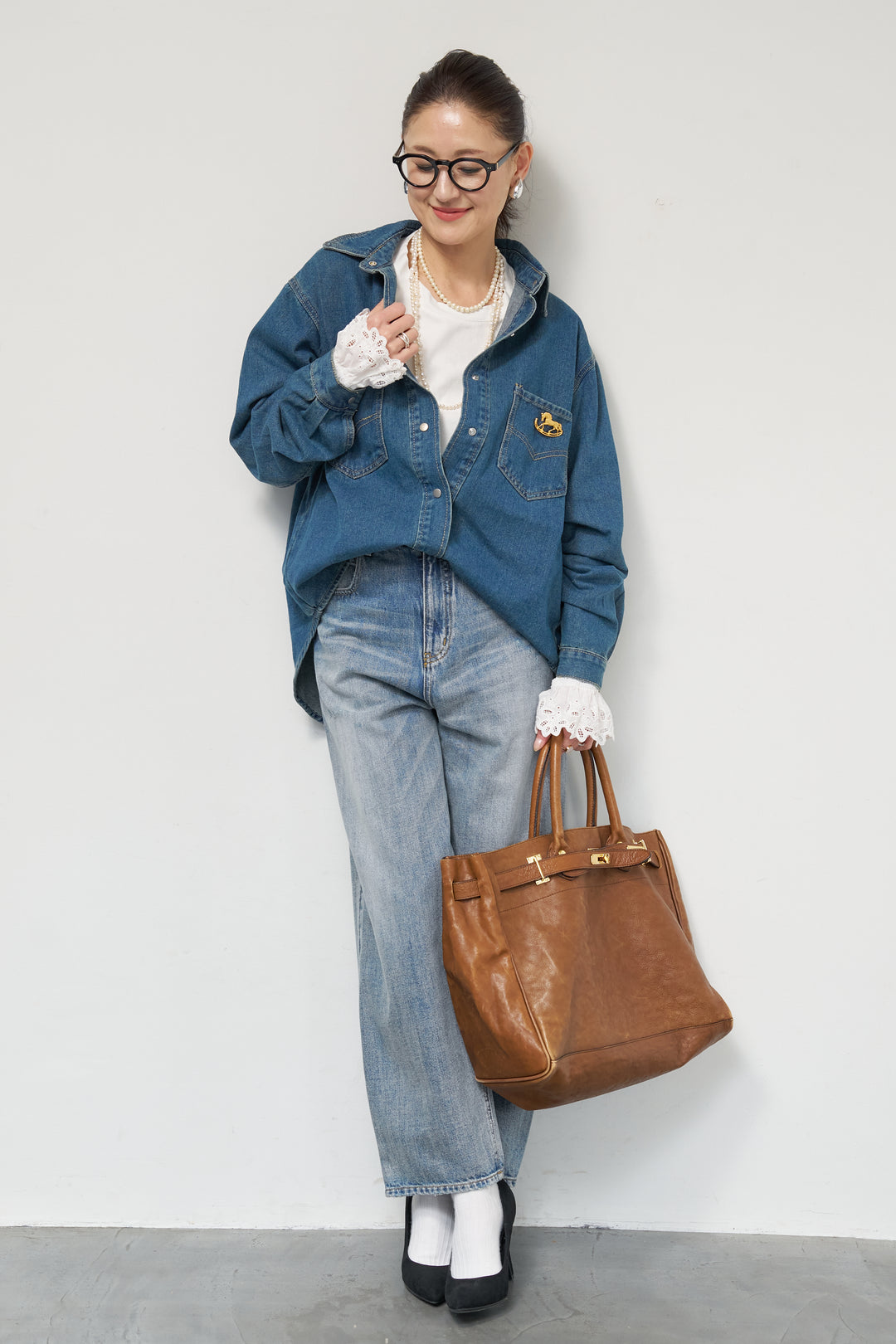 ソフトデニムオーバーシャツ