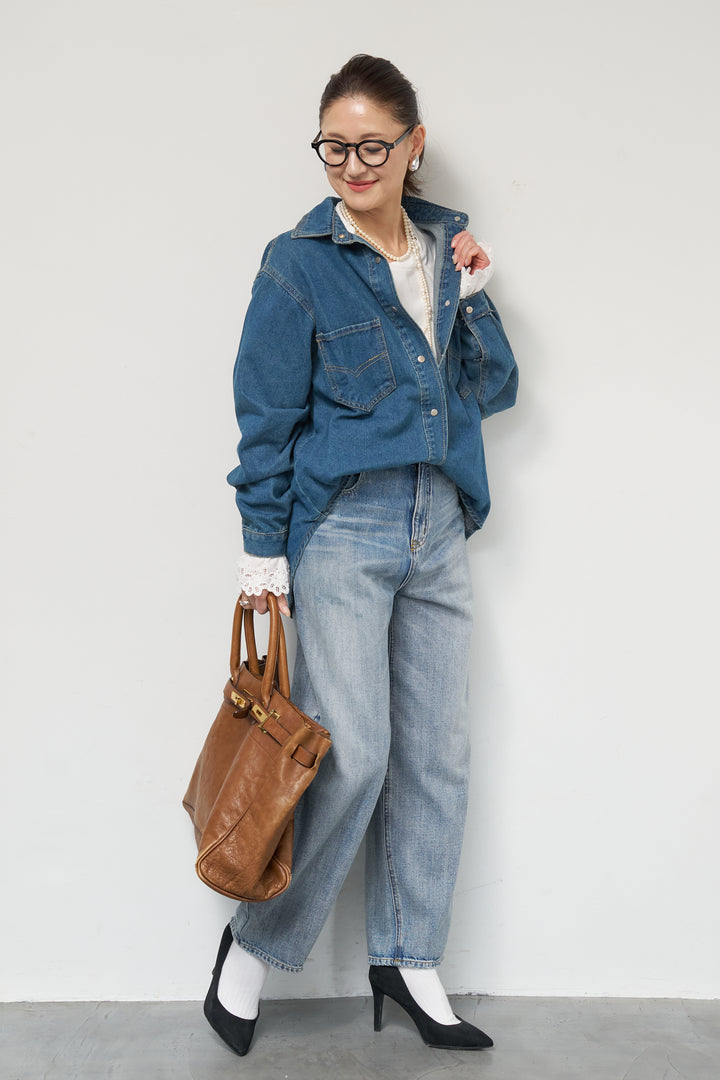 ソフトデニムオーバーシャツ