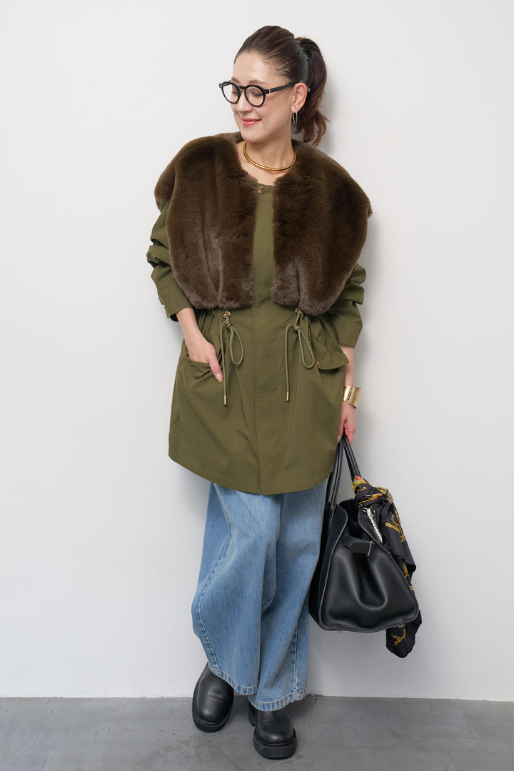 フェイクファー×モッズコート