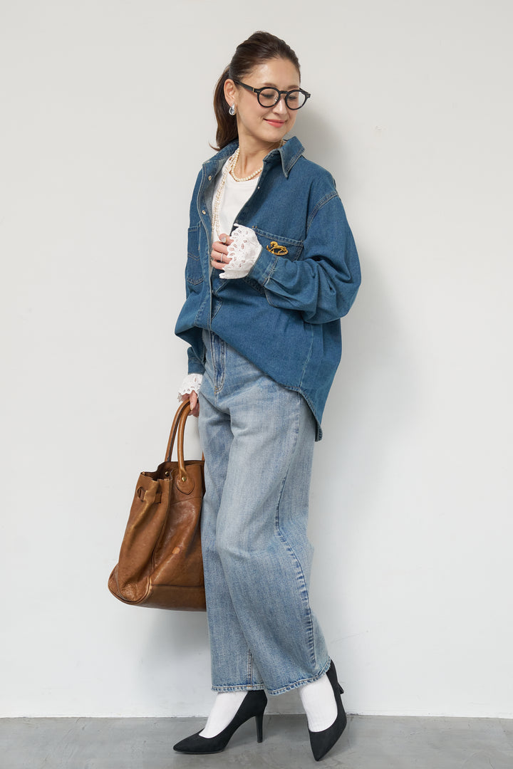 ソフトデニムオーバーシャツ