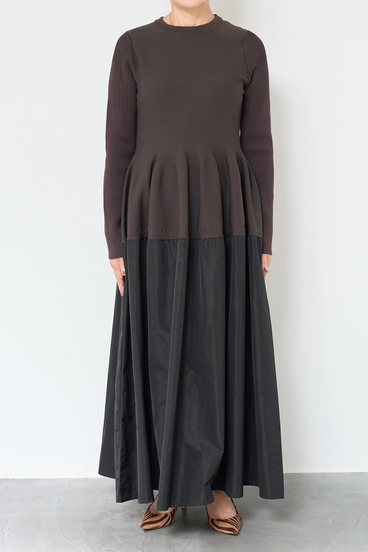 バイカラーニットワンピース