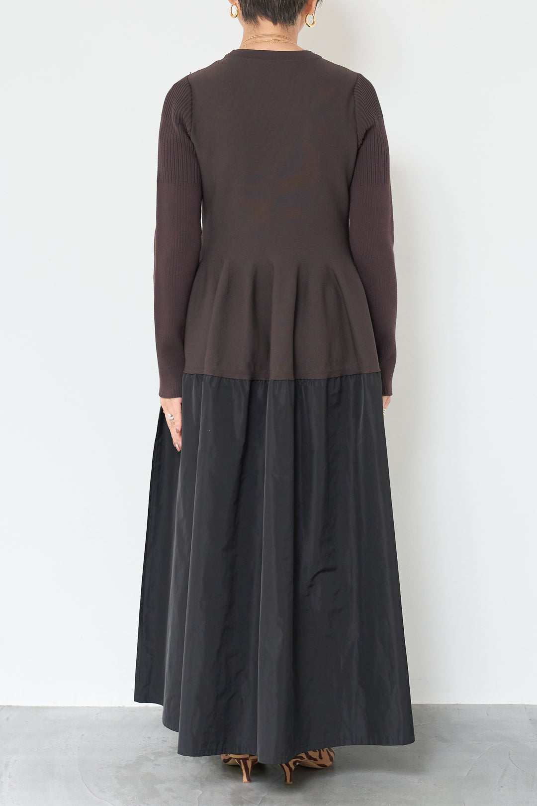 バイカラーニットワンピース