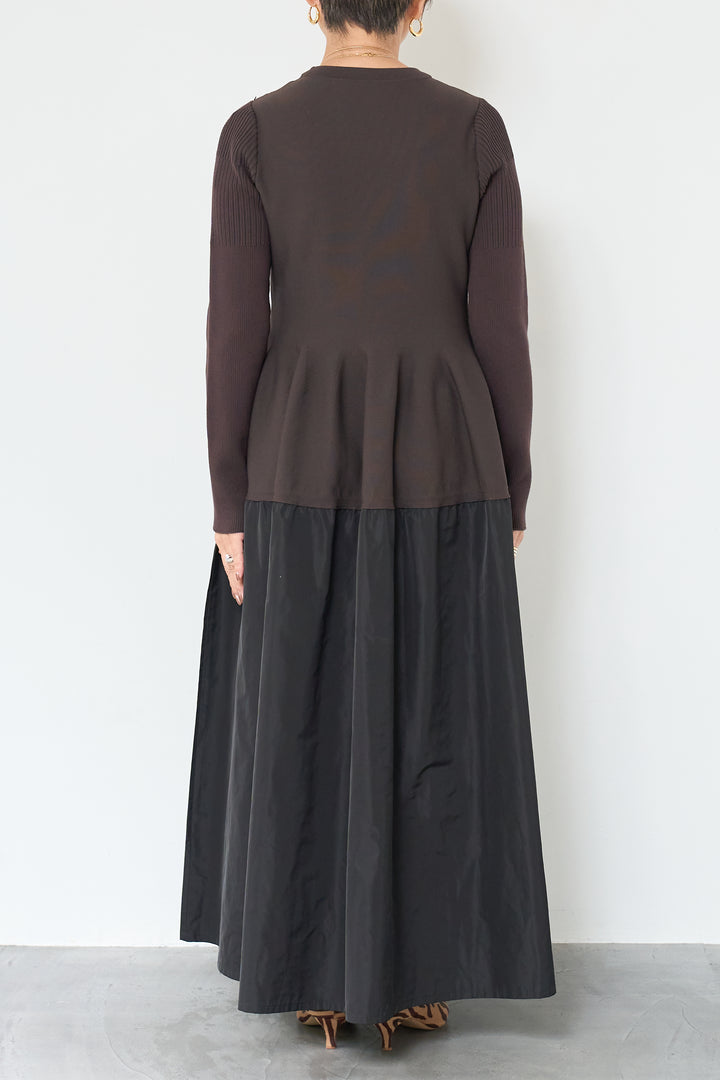 バイカラーニットワンピース