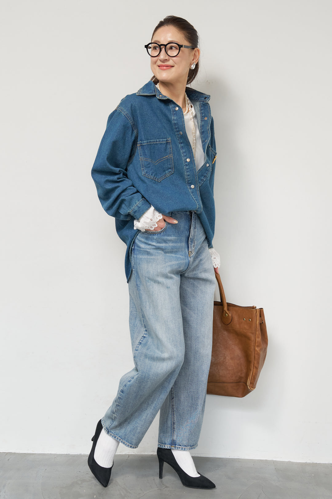 ソフトデニムオーバーシャツ