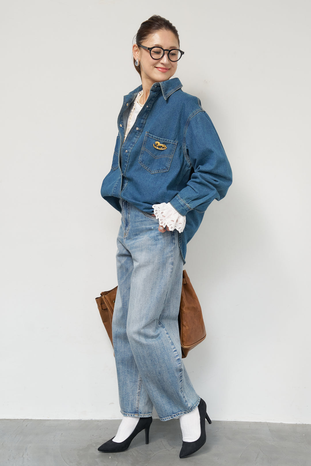 ソフトデニムオーバーシャツ