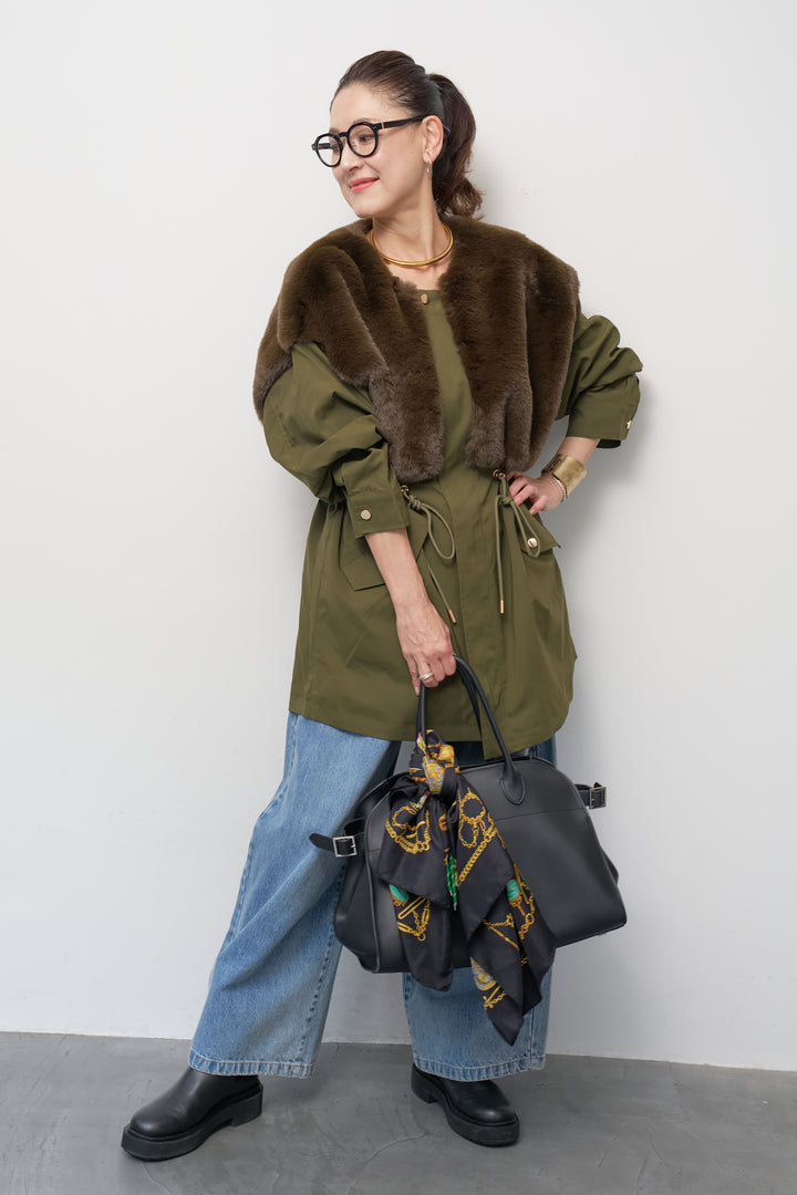 フェイクファー×モッズコート