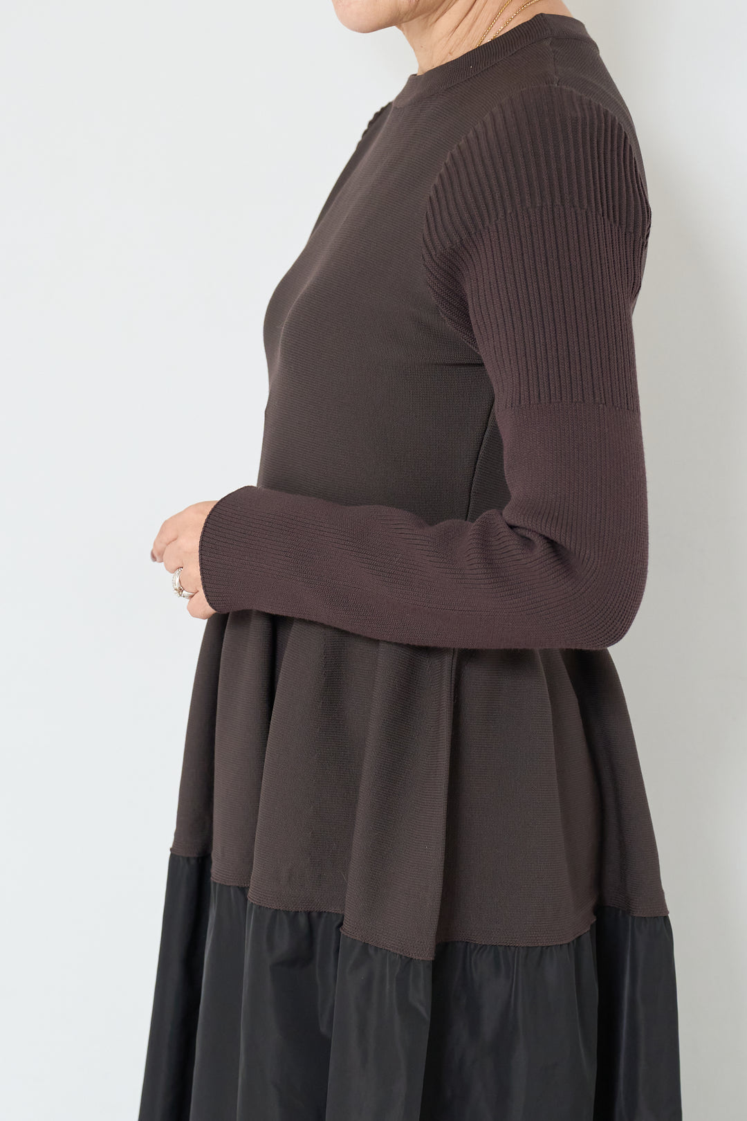 バイカラーニットワンピース