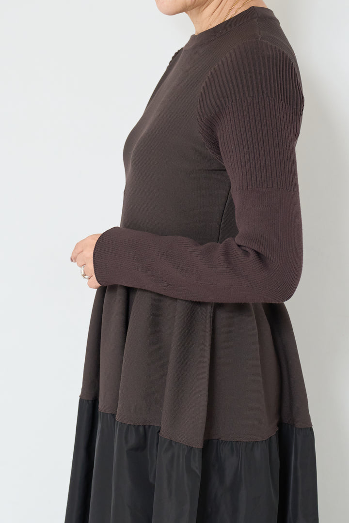 バイカラーニットワンピース