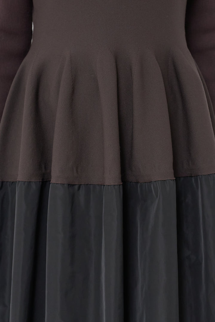 バイカラーニットワンピース