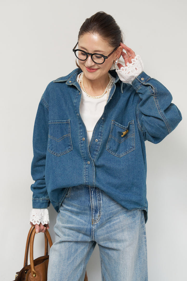 ソフトデニムオーバーシャツ