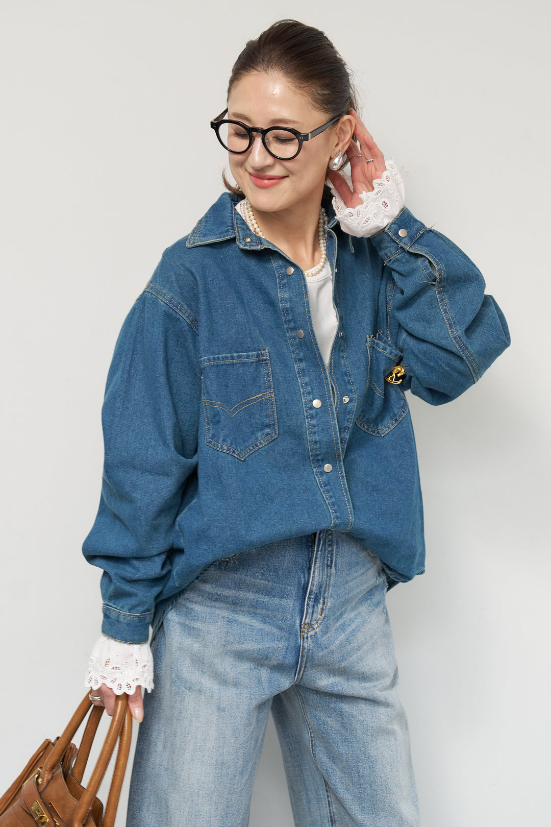 ソフトデニムオーバーシャツ