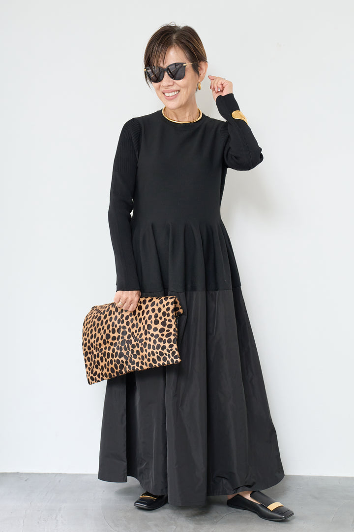 バイカラーニットワンピース