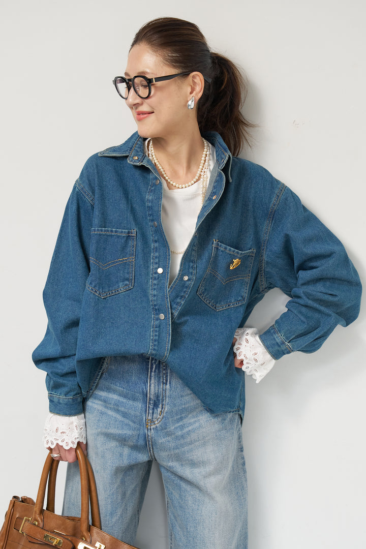 ソフトデニムオーバーシャツ