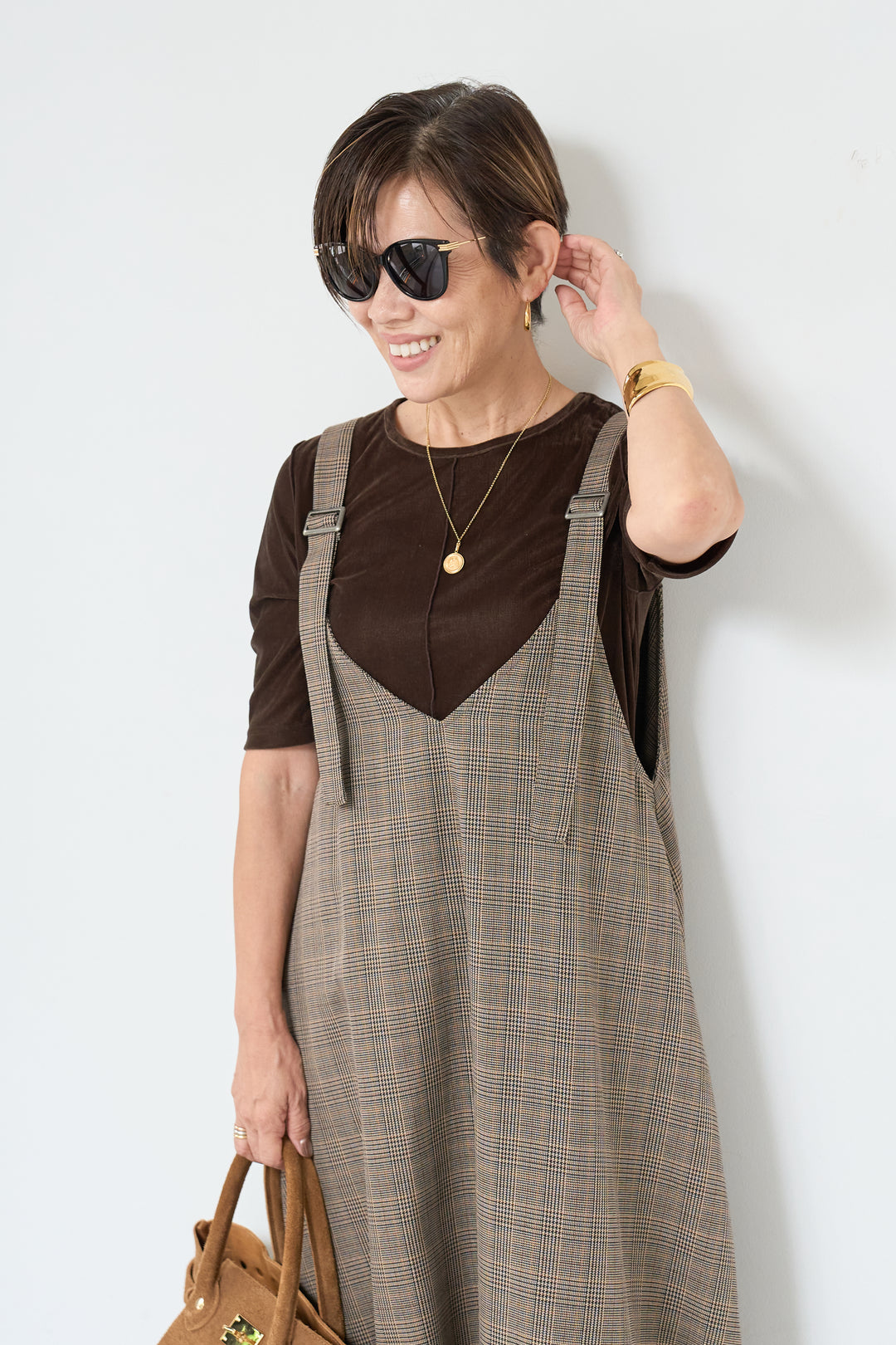 グレンチェックジャンパースカート