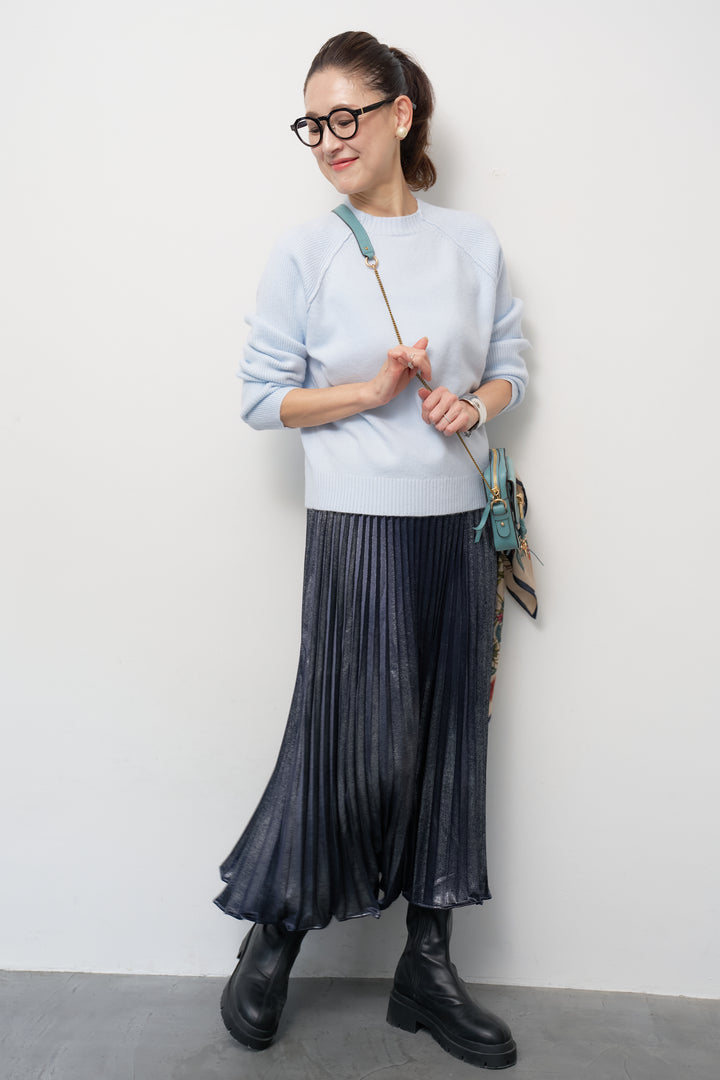 カシミヤ混ラグランスリーブニット