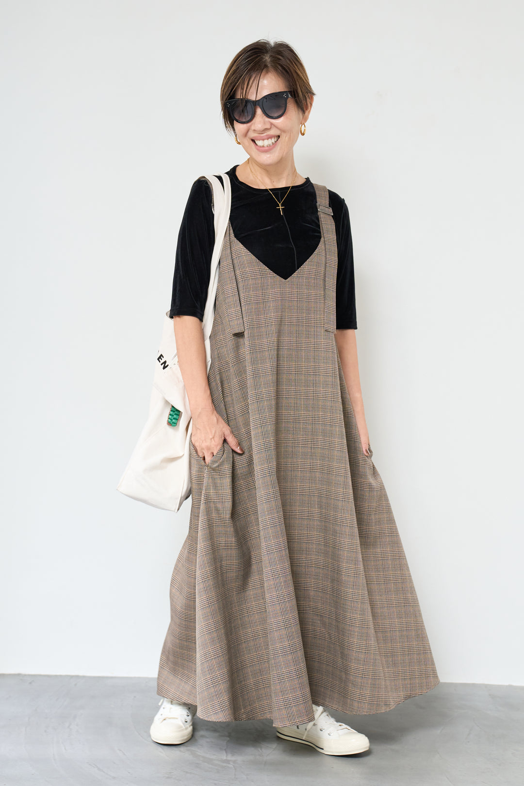 グレンチェックジャンパースカート