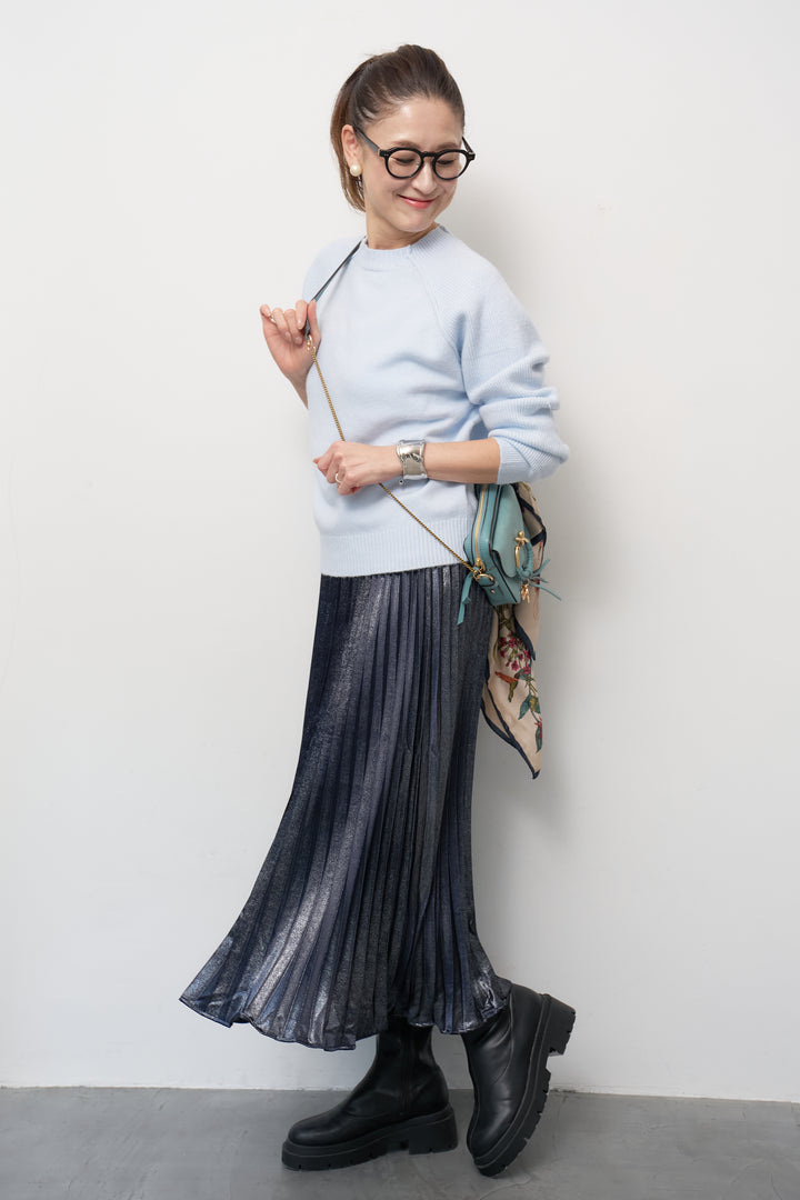 カシミヤ混ラグランスリーブニット