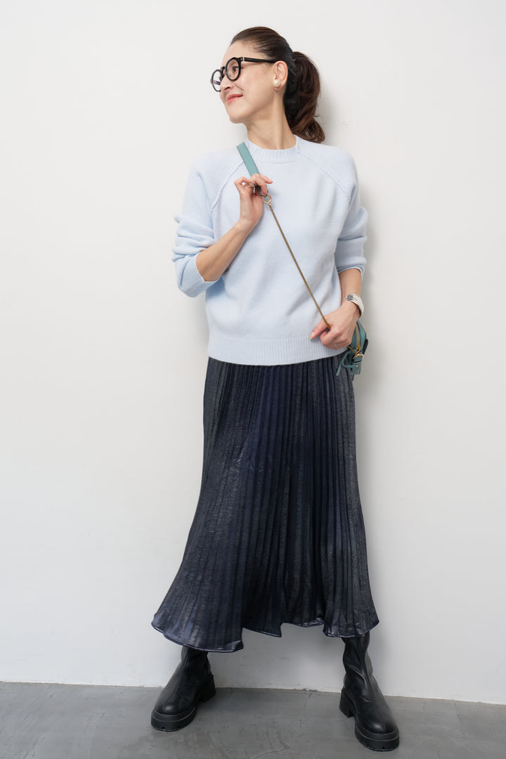 カシミヤ混ラグランスリーブニット