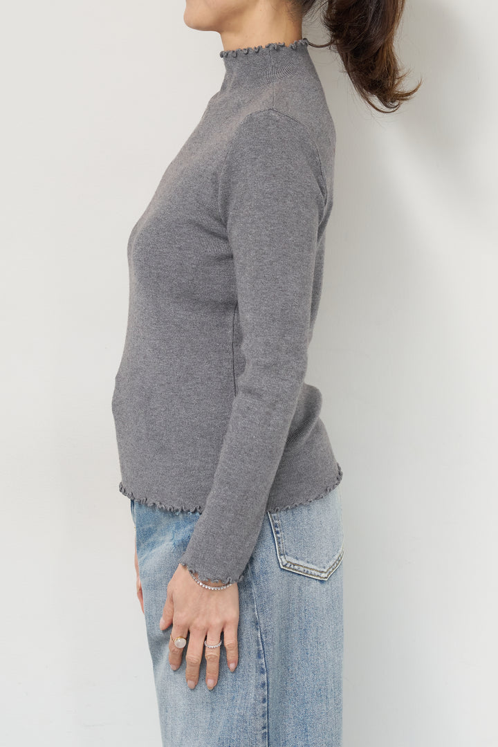 [SET]デニムツイルジャンスカ+フリルタートルネックニット(2set)