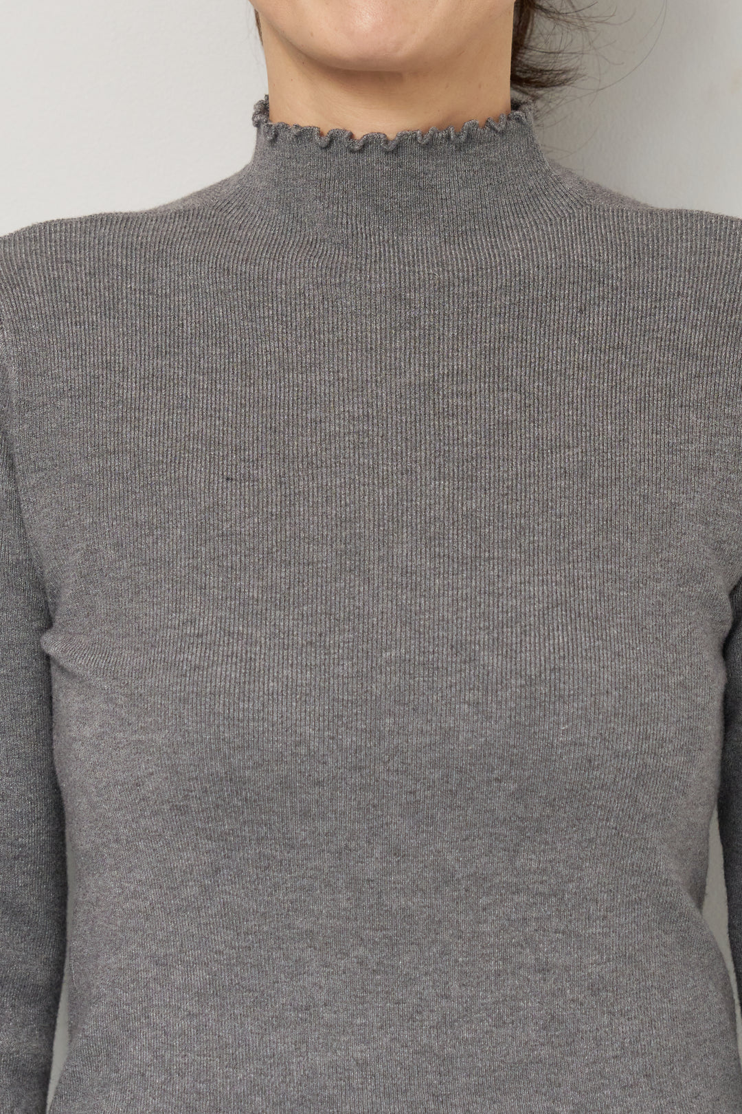 [SET]デニムツイルジャンスカ+フリルタートルネックニット(2set)