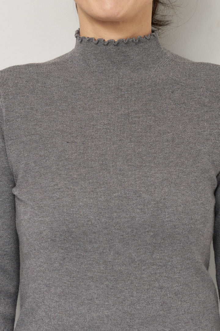 [SET]デニムツイルジャンスカ+フリルタートルネックニット(2set)