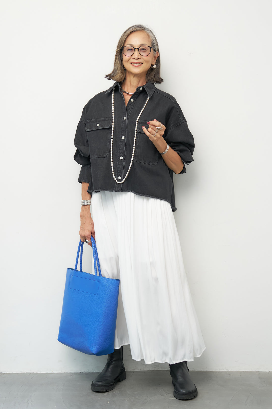 リラクシー クロップド デニムシャツ