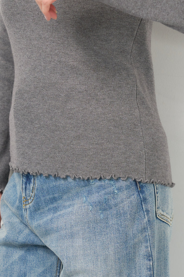 [SET]デニムツイルジャンスカ+フリルタートルネックニット(2set)