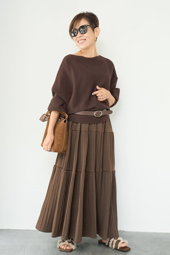 ドルマンニット＋プリーツティアードスカート