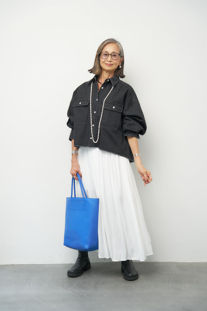 リラクシー クロップド デニムシャツ