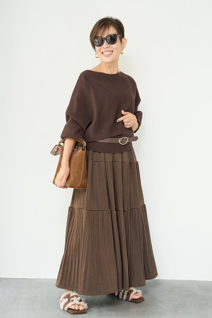 ドルマンニット＋プリーツティアードスカート