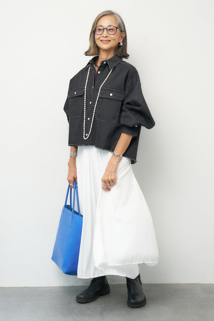 リラクシー クロップド デニムシャツ