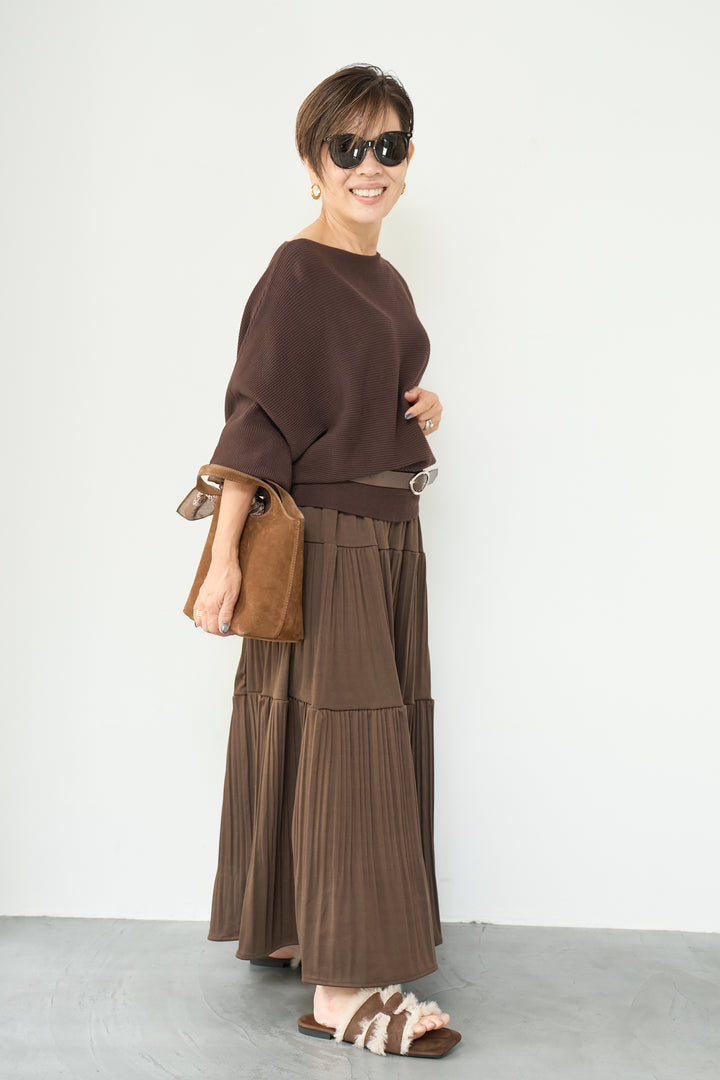 ドルマンニット＋プリーツティアードスカート