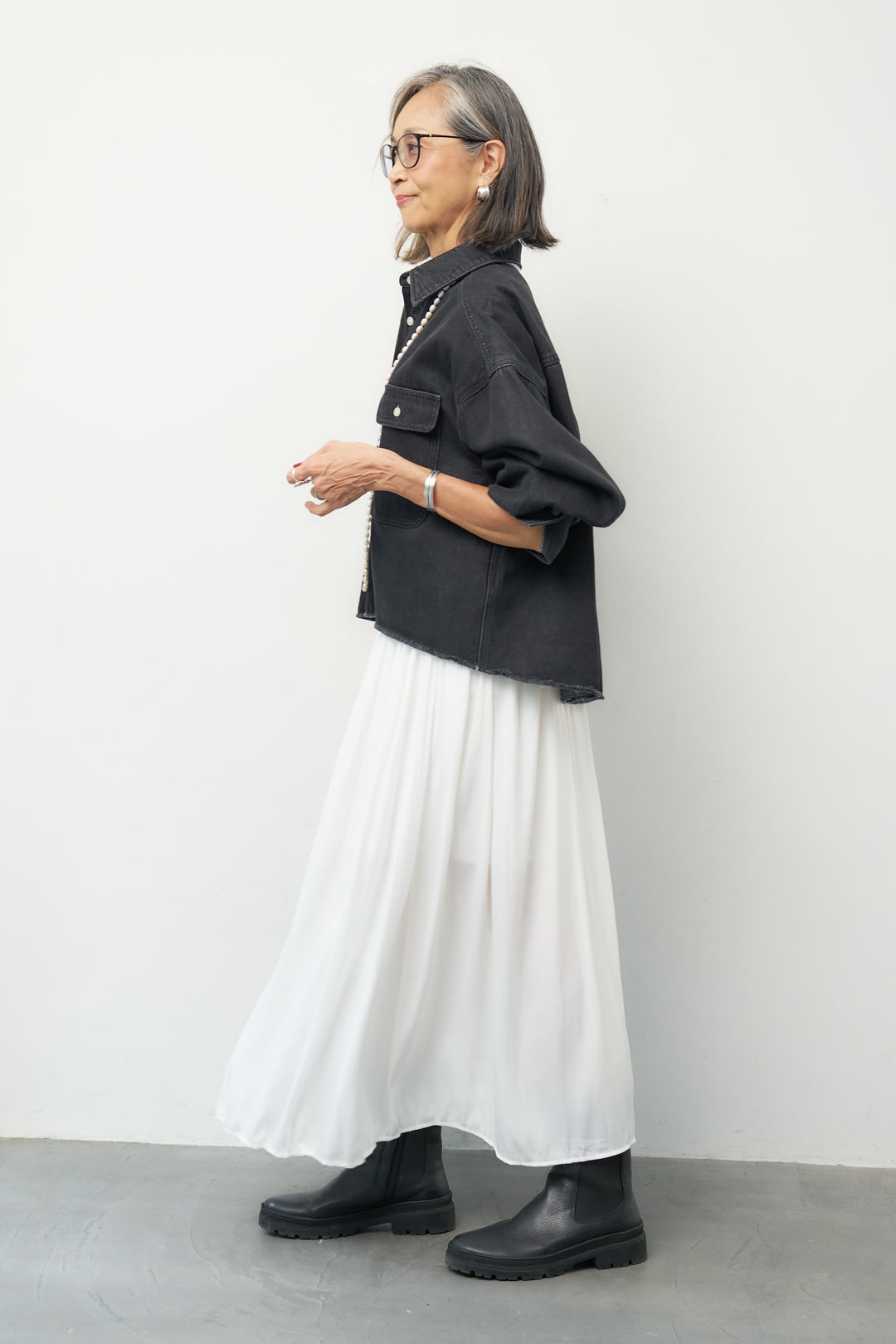 リラクシー クロップド デニムシャツ