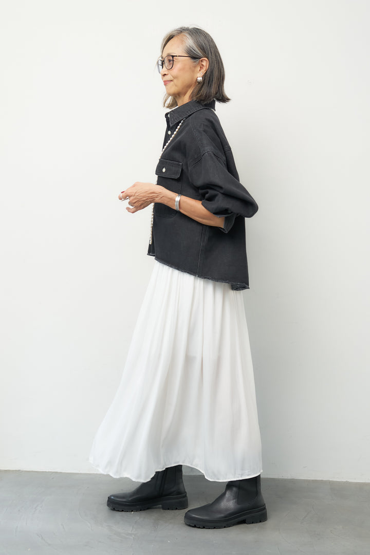 リラクシー クロップド デニムシャツ