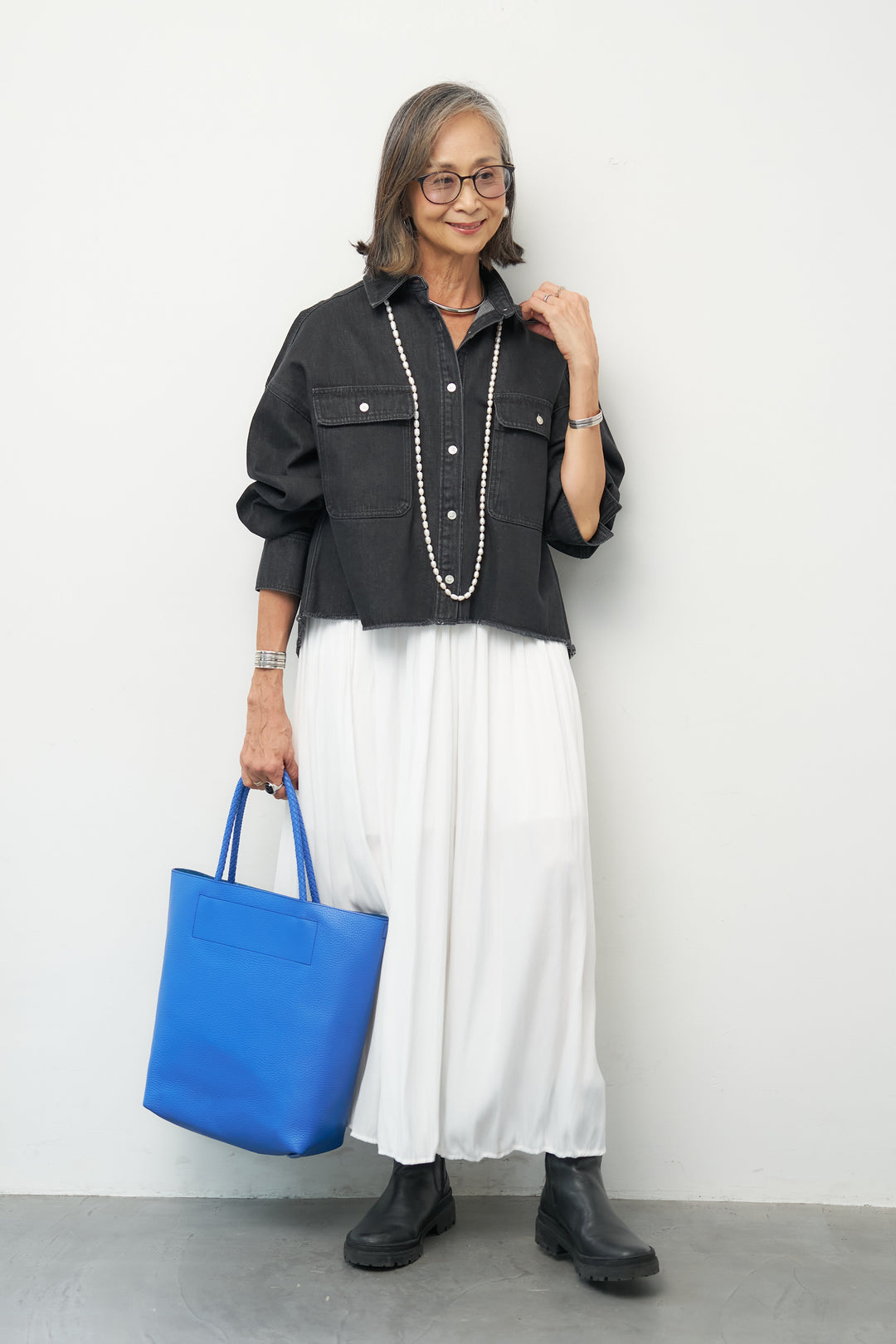 リラクシー クロップド デニムシャツ