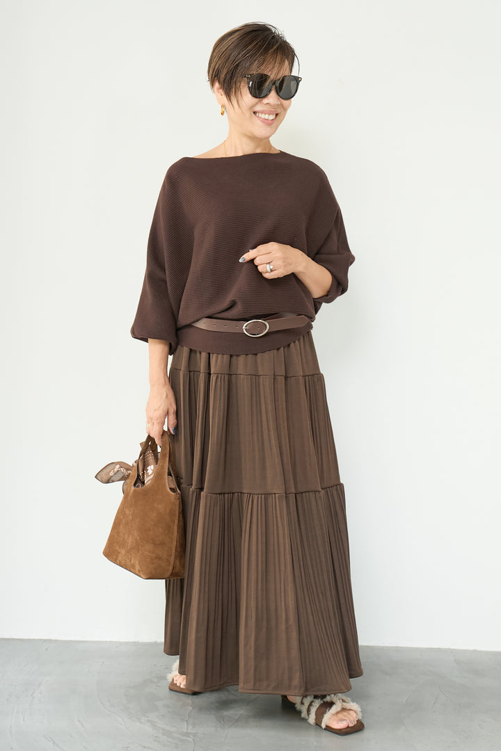 ドルマンニット＋プリーツティアードスカート