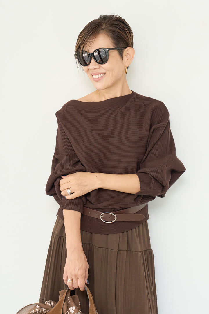 ドルマンニット＋プリーツティアードスカート