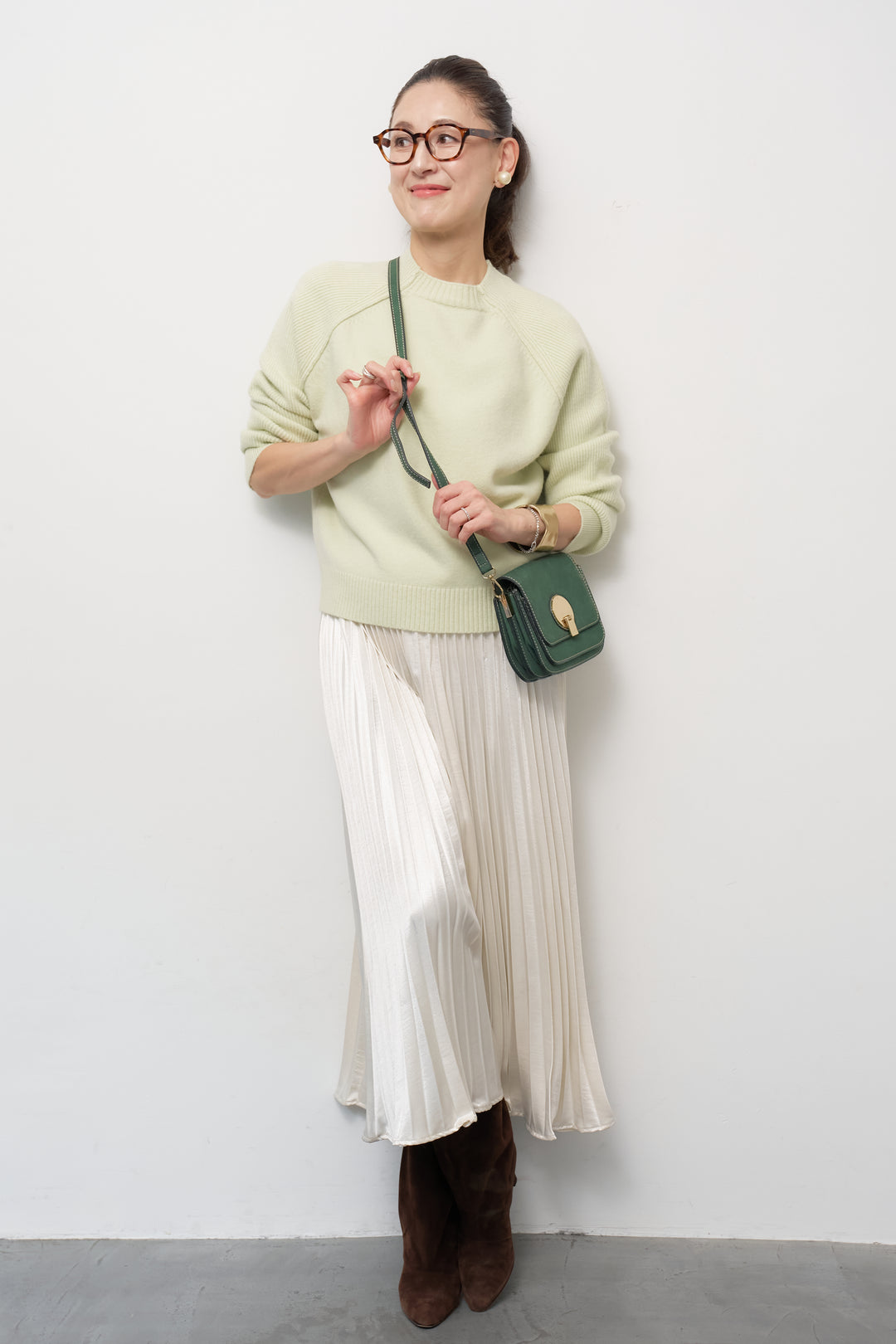 カシミヤ混ラグランスリーブニット