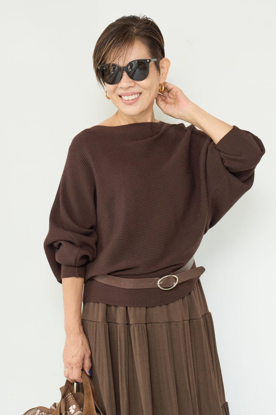 ドルマンニット＋プリーツティアードスカート