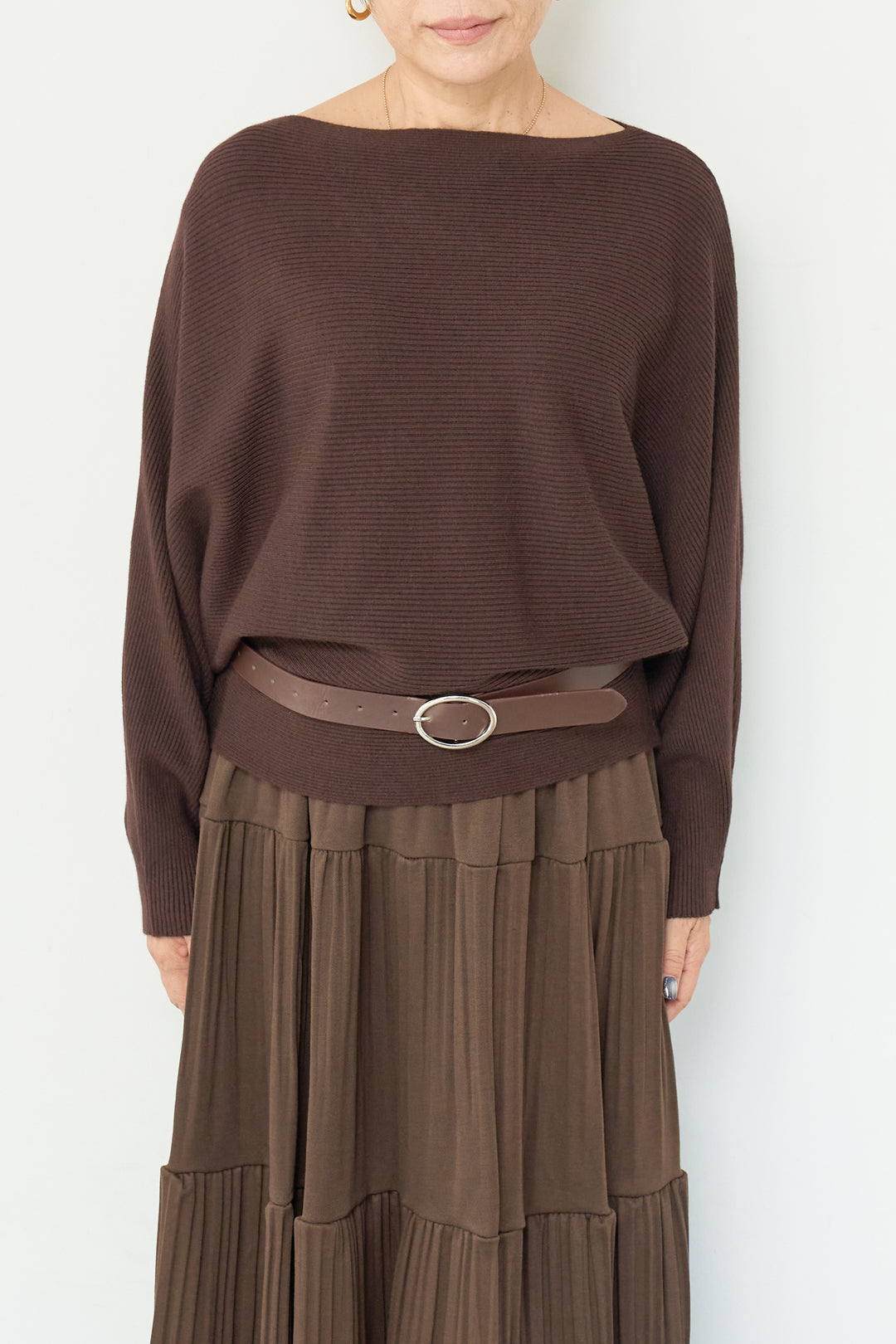 ドルマンニット＋プリーツティアードスカート