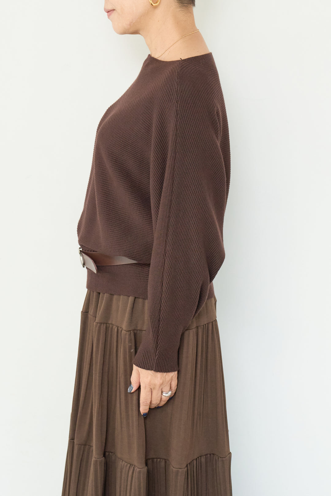 ドルマンニット＋プリーツティアードスカート