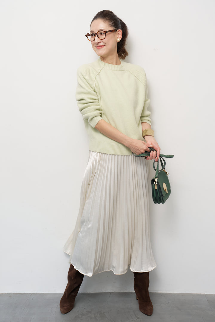 カシミヤ混ラグランスリーブニット