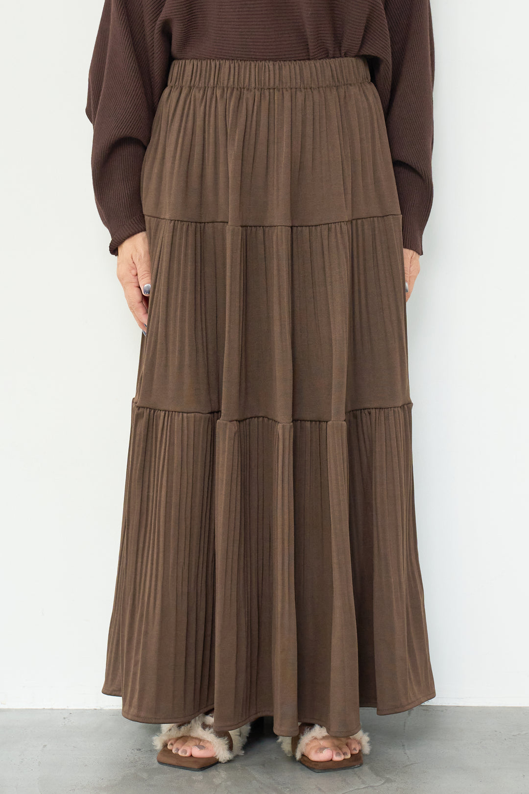 ドルマンニット＋プリーツティアードスカート
