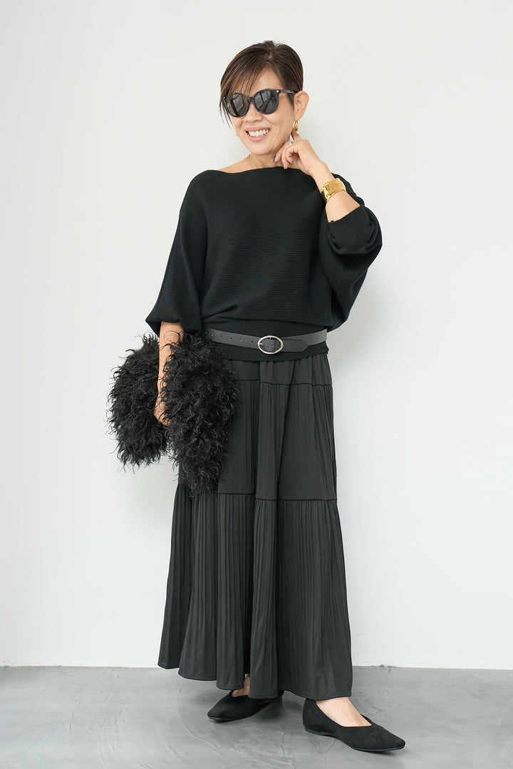 ドルマンニット＋プリーツティアードスカート