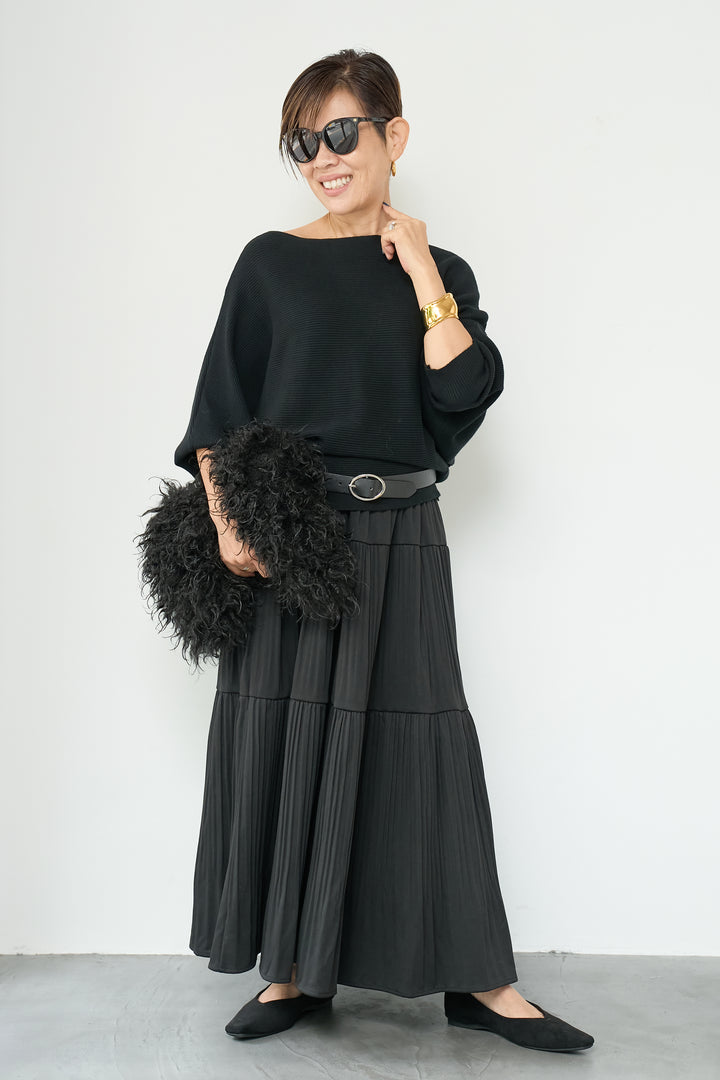 ドルマンニット＋プリーツティアードスカート